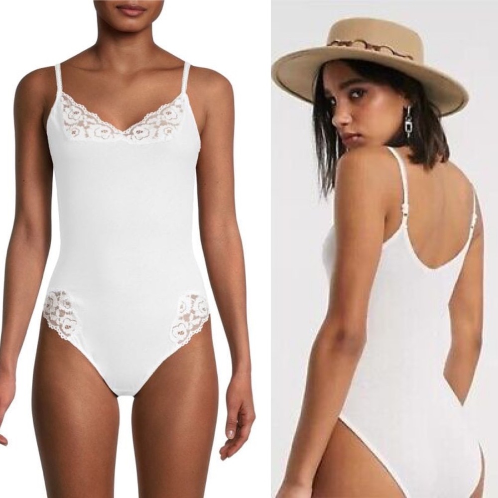 FREE PEOPLE
Intimately Fp Side Of Sass Lace Trim Bodysuit In White - Picture 2 of 9